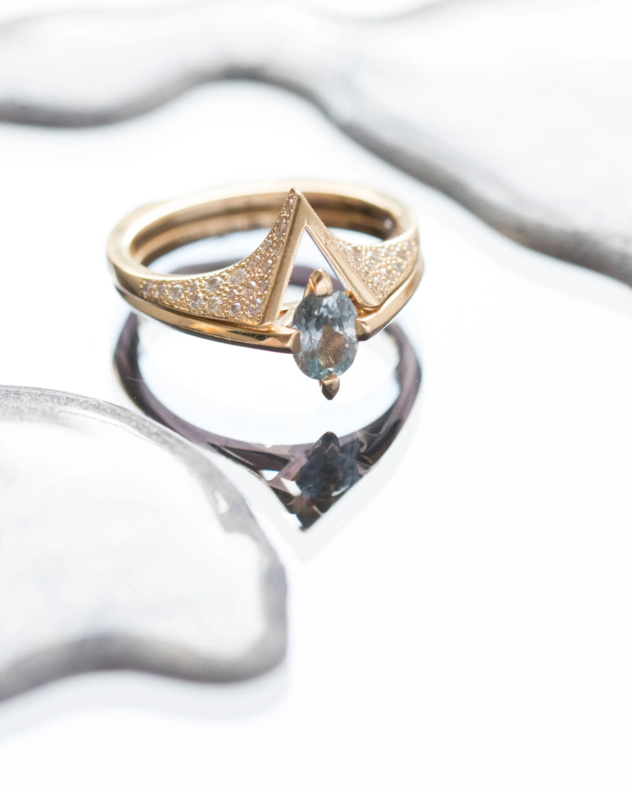 Minimalist Arc   Spire Pavé Ring Set