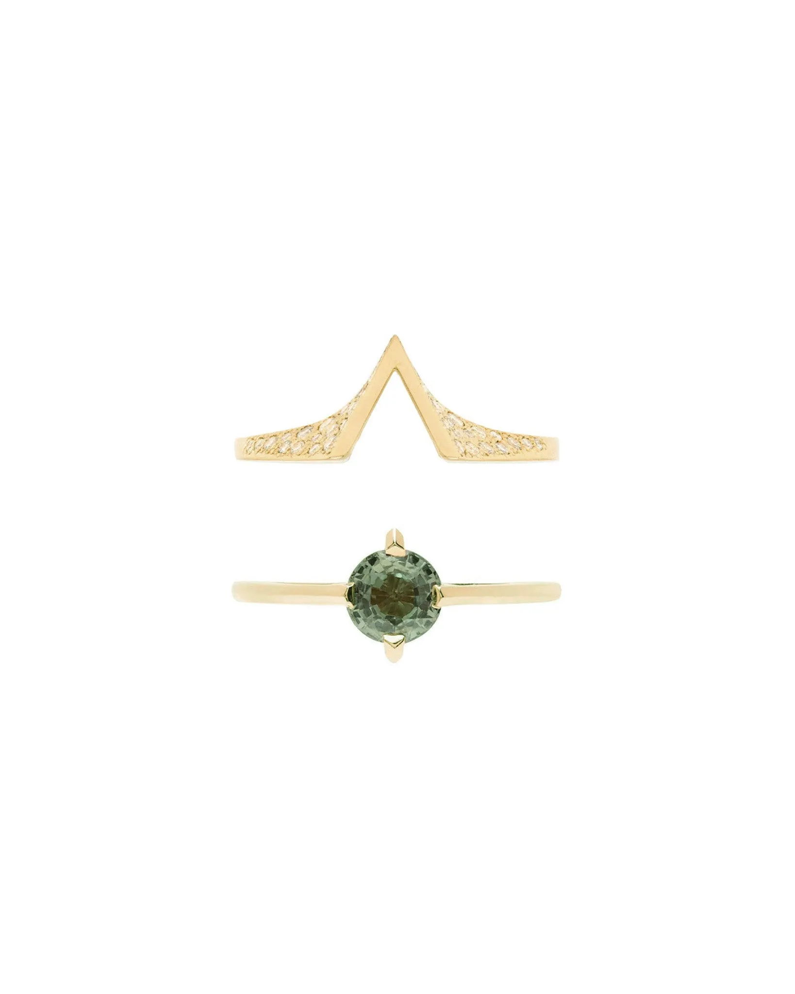 Minimalist Arc   Spire Pavé Ring Set