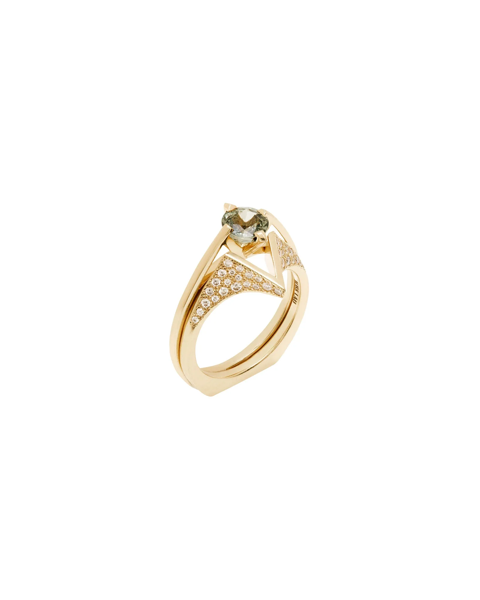 Minimalist Arc   Spire Pavé Ring Set