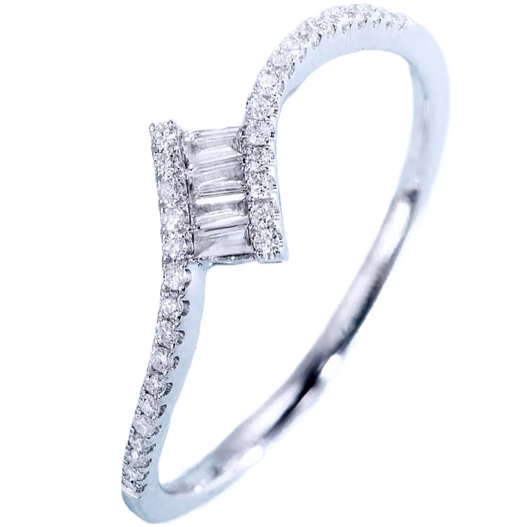Minimalist Diamond Crossover Stacking Ring