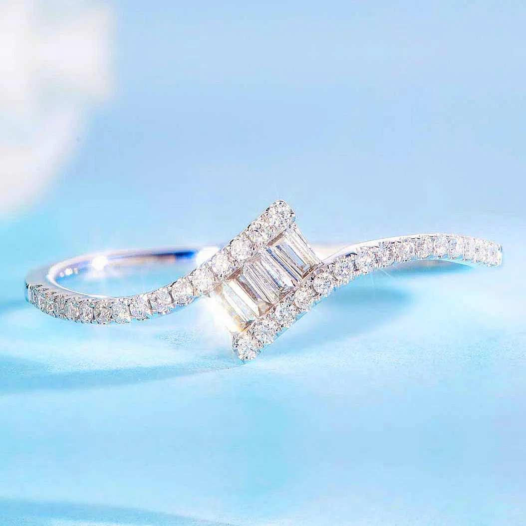 Minimalist Diamond Crossover Stacking Ring