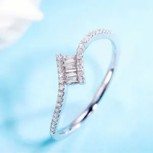 Minimalist Diamond Crossover Stacking Ring