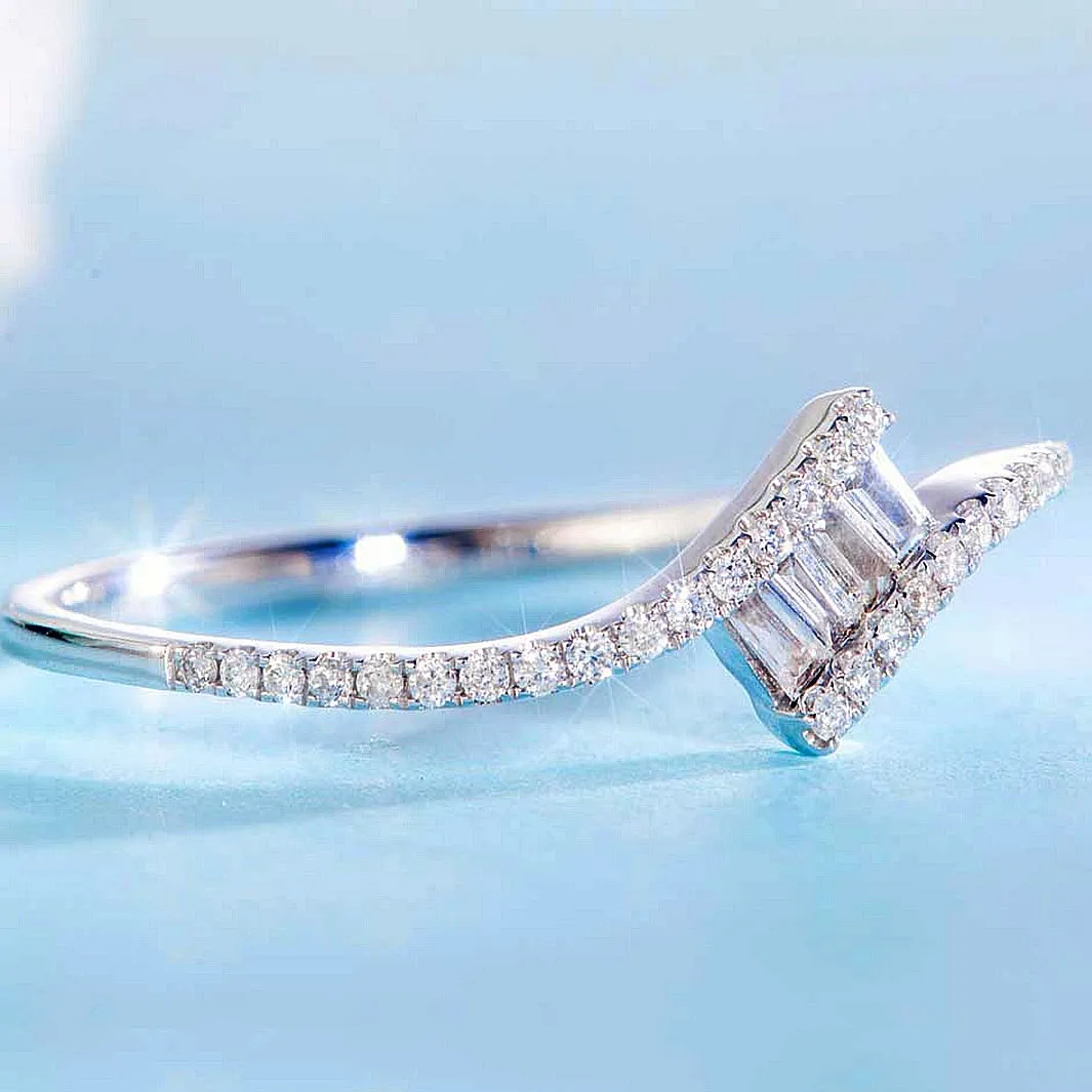 Minimalist Diamond Crossover Stacking Ring