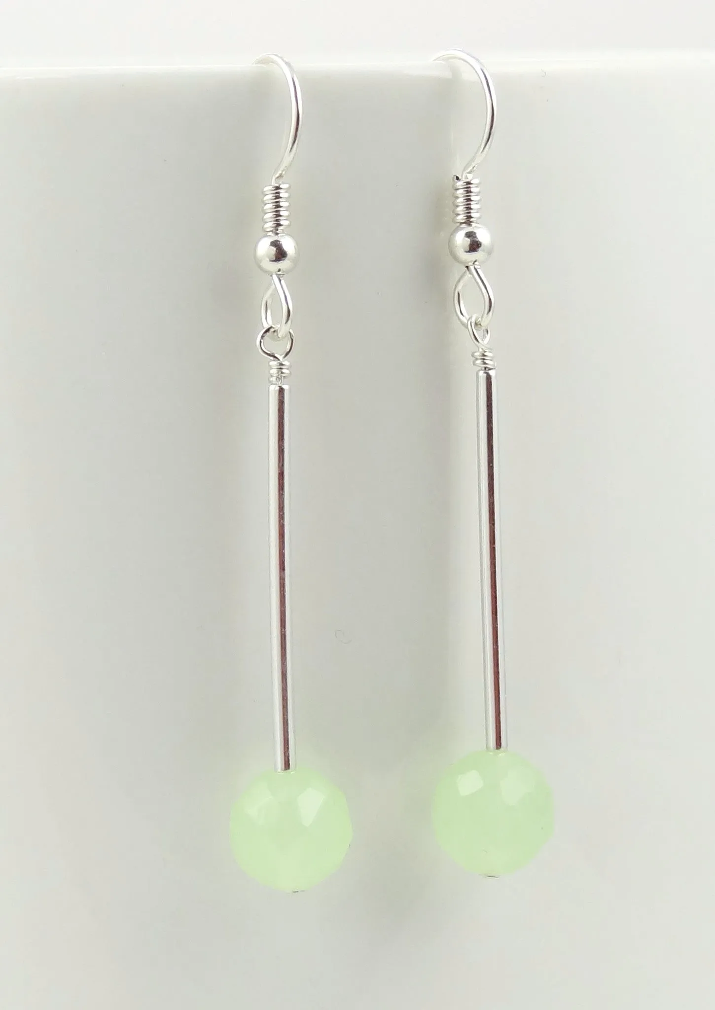 Minimalist Faceted Spring Green Earrings