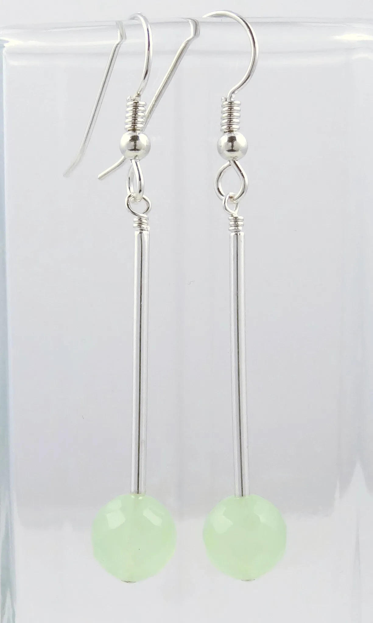 Minimalist Faceted Spring Green Earrings