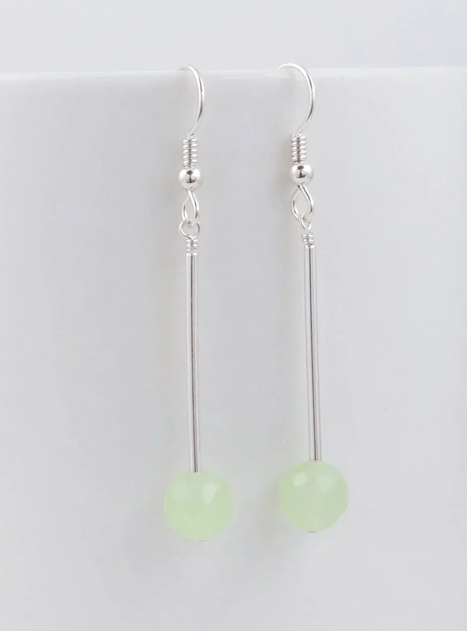 Minimalist Faceted Spring Green Earrings