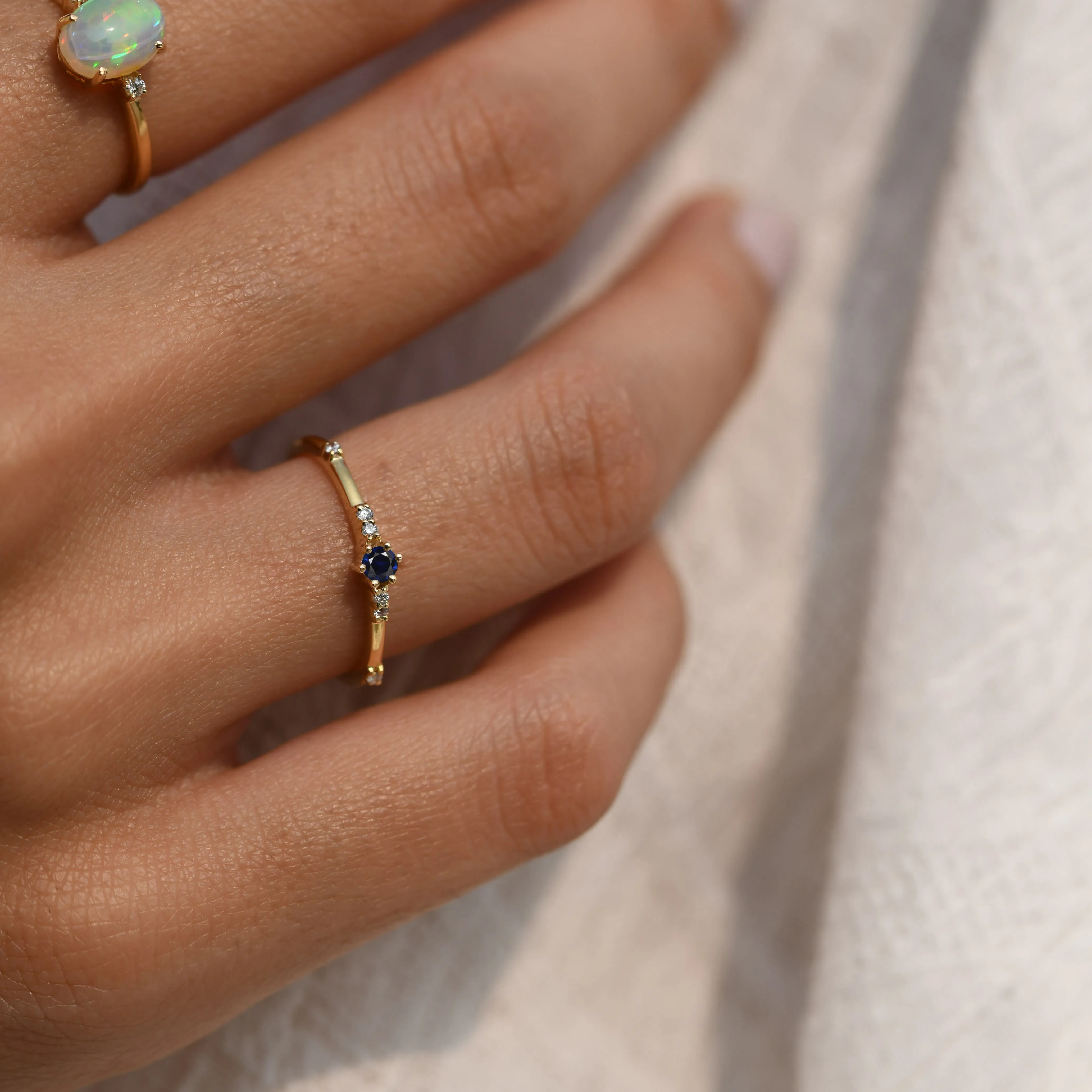 Minimalist Sapphire Band Gold Ring