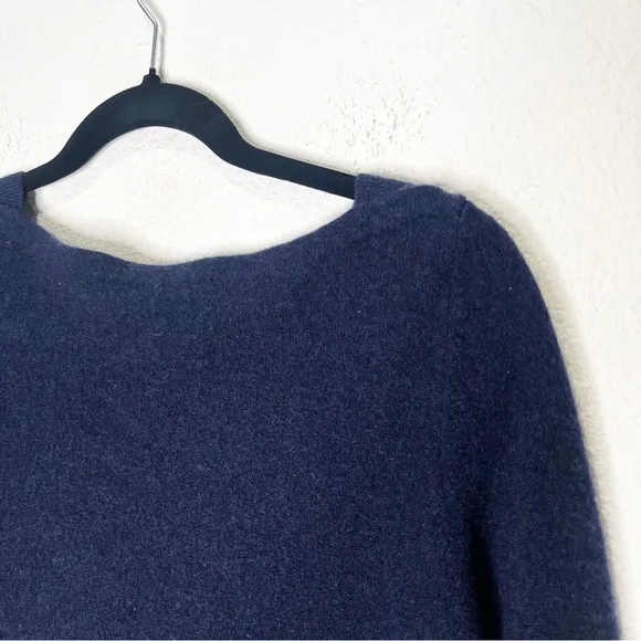 M.M. LAFLEUR Kendall Cashmere Sweater Indigo Blue Square Neck Quiet Luxury Boxy