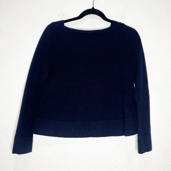 M.M. LAFLEUR Kendall Cashmere Sweater Indigo Blue Square Neck Quiet Luxury Boxy