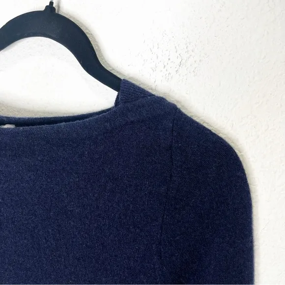 M.M. LAFLEUR Kendall Cashmere Sweater Indigo Blue Square Neck Quiet Luxury Boxy