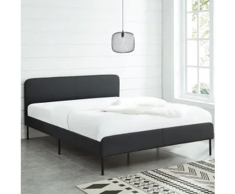 Modern Minimalist Charcoal Bed frame with Curved Head board