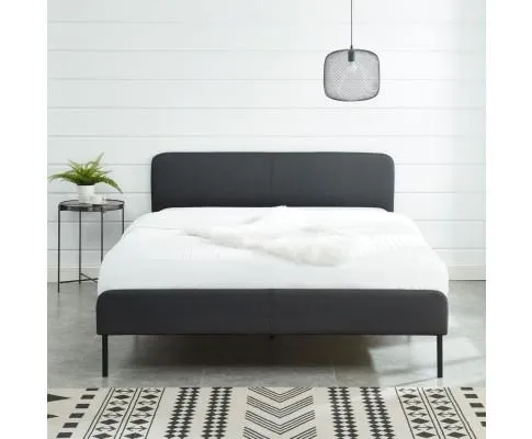 Modern Minimalist Charcoal Bed frame with Curved Head board