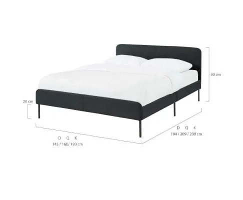 Modern Minimalist Charcoal Bed frame with Curved Head board