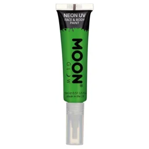 Moon Glow Intense Neon Uv Face Paint, Green With Brush Applicator