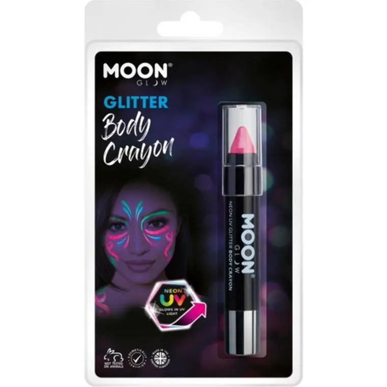 Moon Glow Neon Uv Glitter Body Crayons, Pink