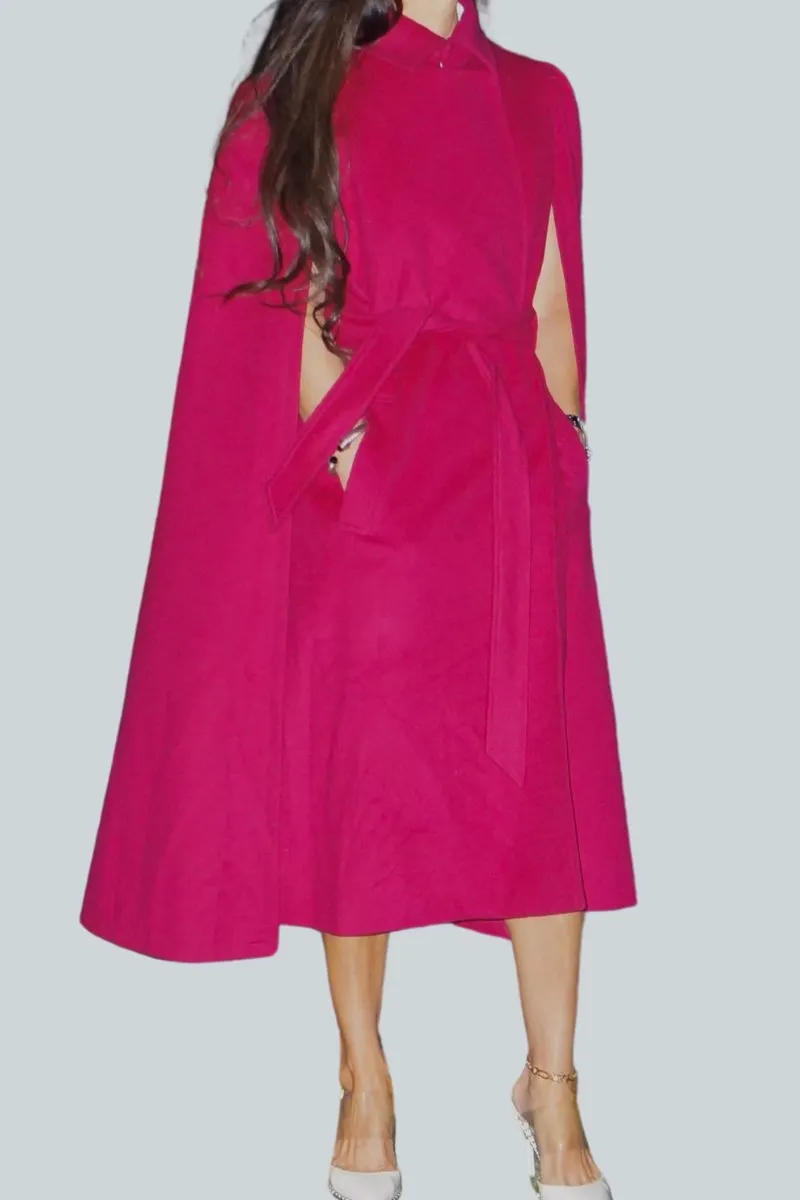 Mora Long Cape in Fuchsia Pink