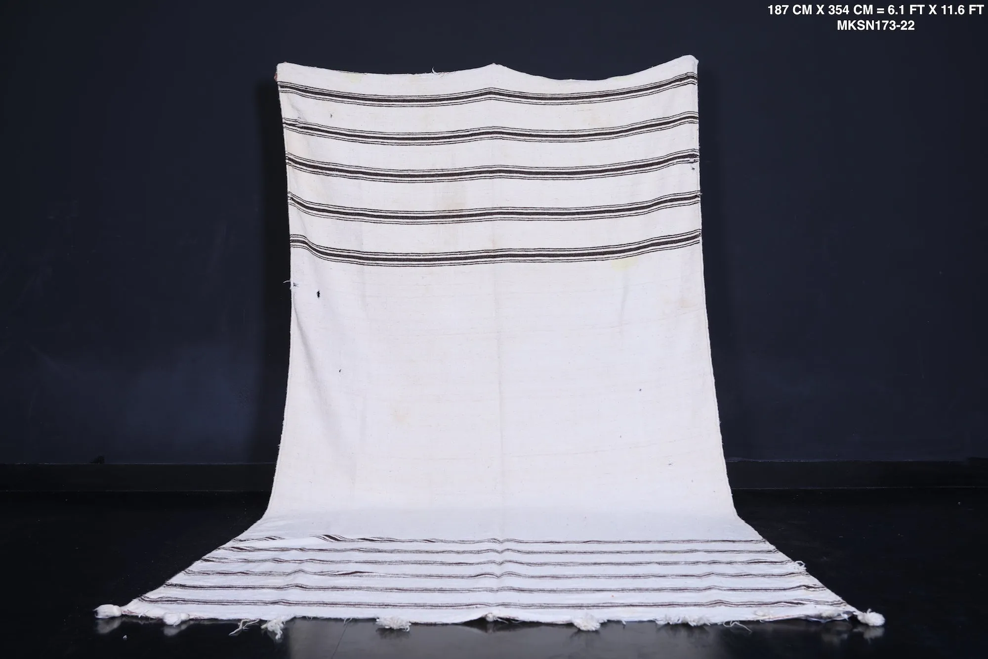 Moroccan Rug 6.1 x 11.6 Feet - Simple Stripes Design