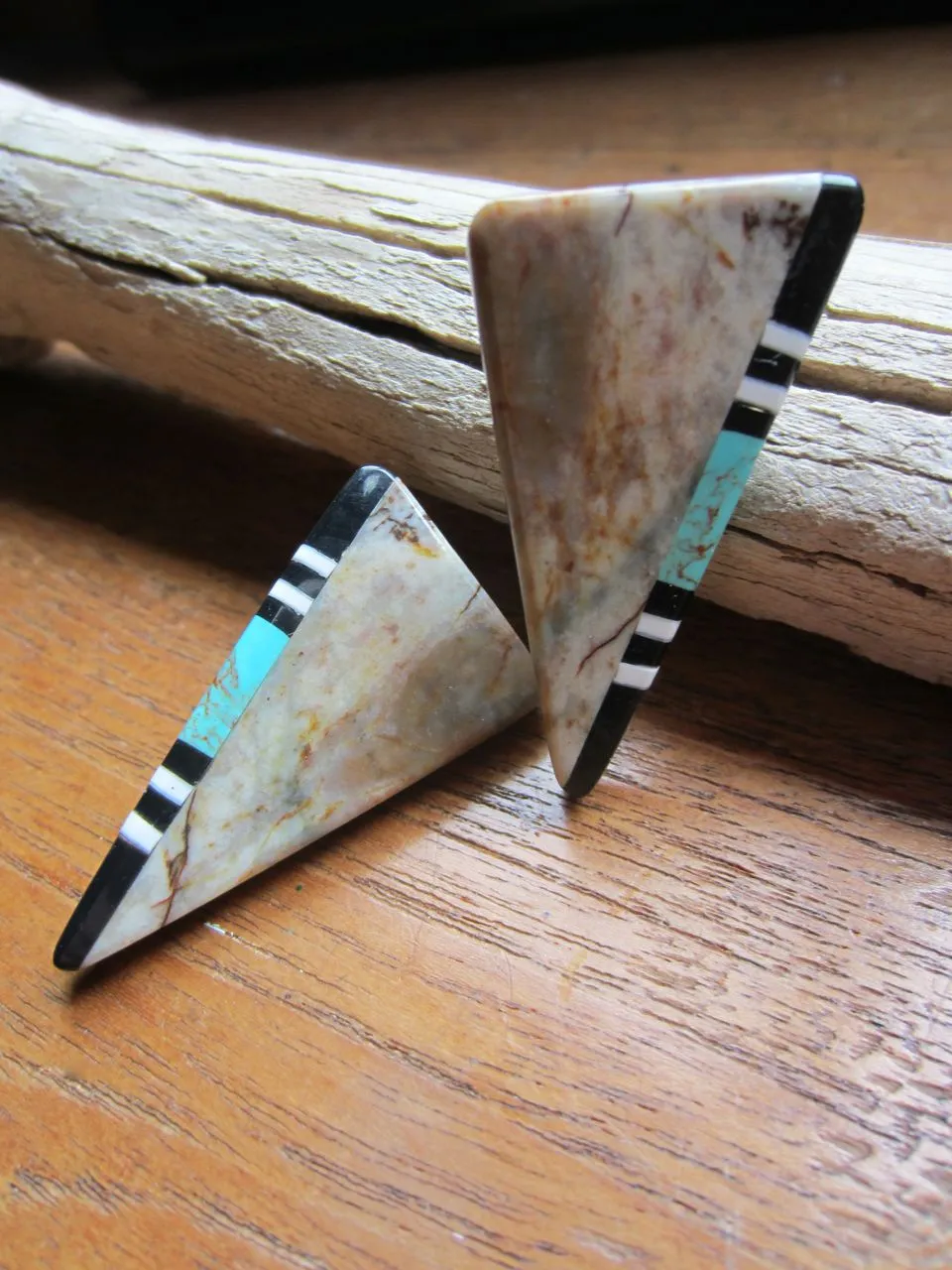 Mosaic Jasper,Turquoise, Jet Earrings from Santa Domingo Pueblo