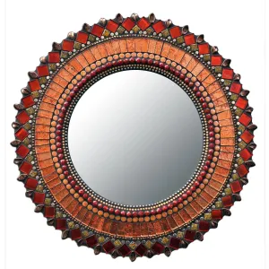 Mosaic Round Mirror in Mandarin by Angie Heinrich, Zetamari Mosaic Artworks