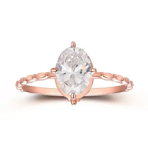 Nature Inspired 1.5 Carat Oval Cut Solitaire Moissanite Engagement Ring For Her
