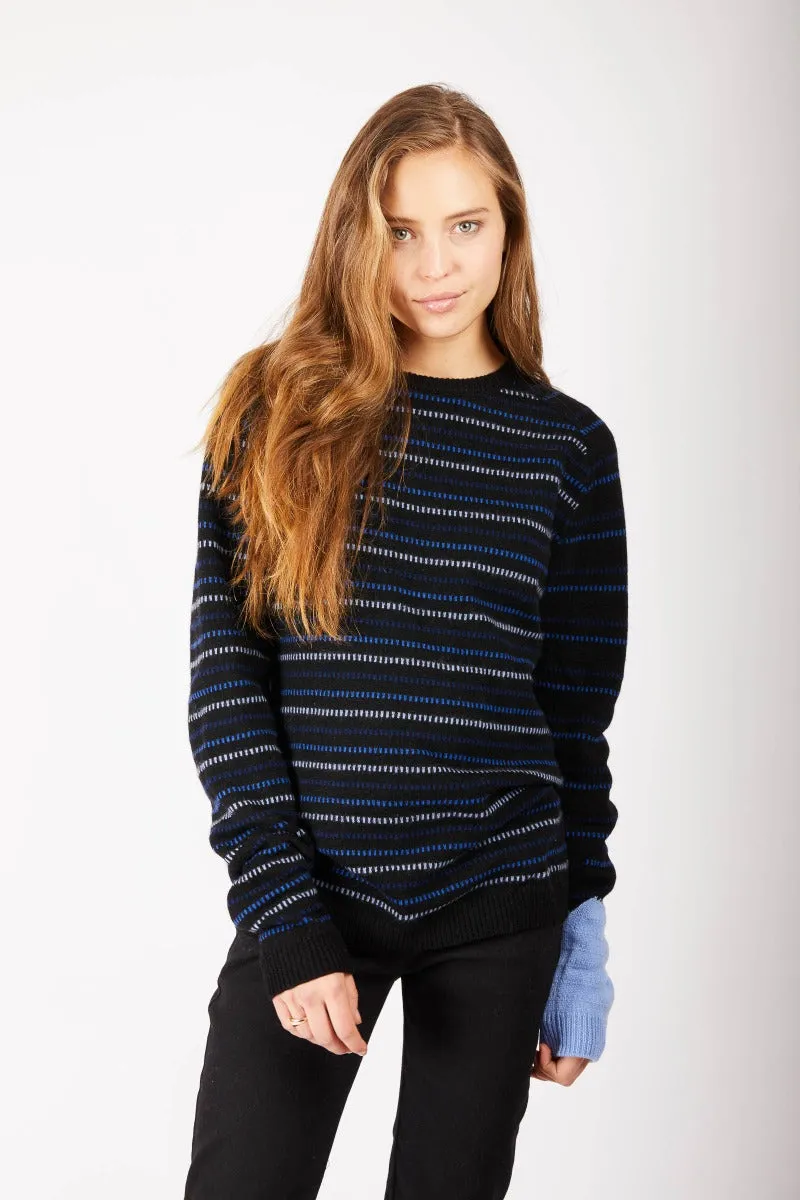 Navy Blue Striped Cashmere Jumper