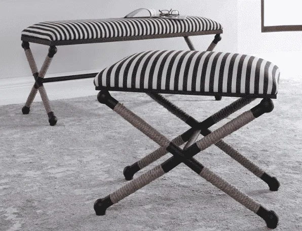 Naxos Iron & Rope Striped Bench - Large