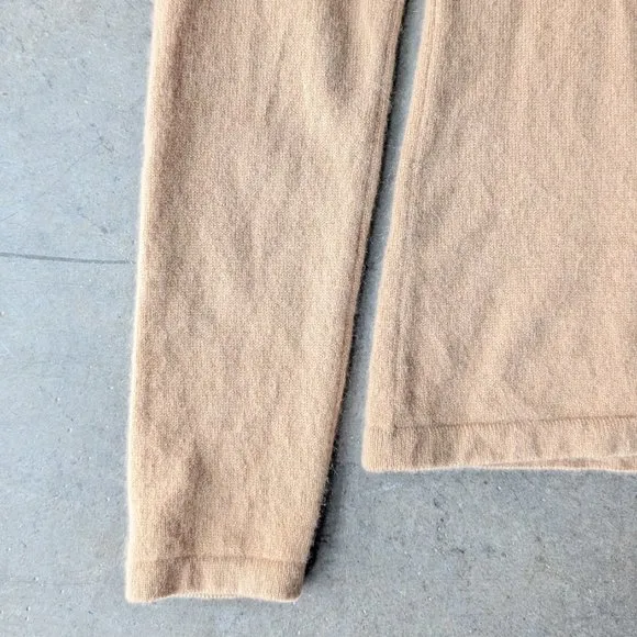 Neiman Marcus Tan Polo Henley Cashmere Collared Sweater small