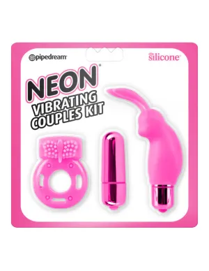 Neon Vibrating Couples Kit - Pink