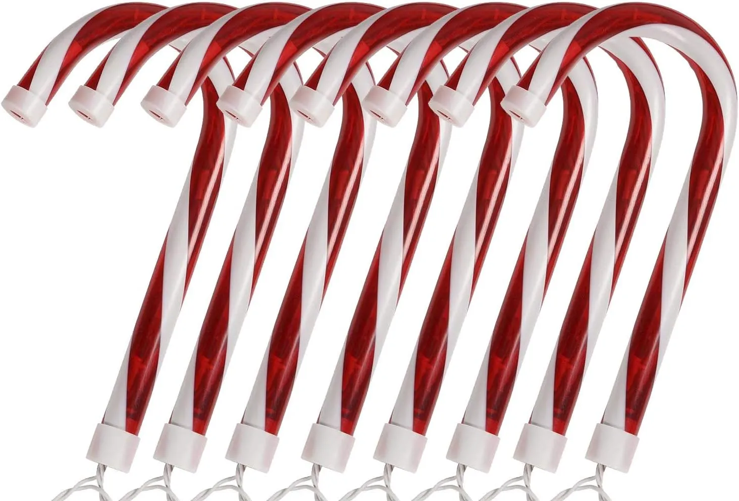 New Home Accents Holiday 10 in. Lighted Candy Cane Pathway Stakes (Set of 8)