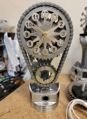 NEW Industrial Chevy Small Block Clock! V8 Timing Set Clock, Stainless Steel Face Motorized Gear Clock, Retails $280 