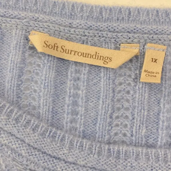 NWOT Soft Surroundings Cashmere Sweater Light Blue Size 1X