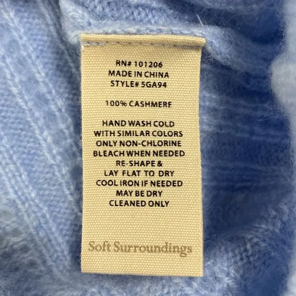 NWOT Soft Surroundings Cashmere Sweater Light Blue Size 1X