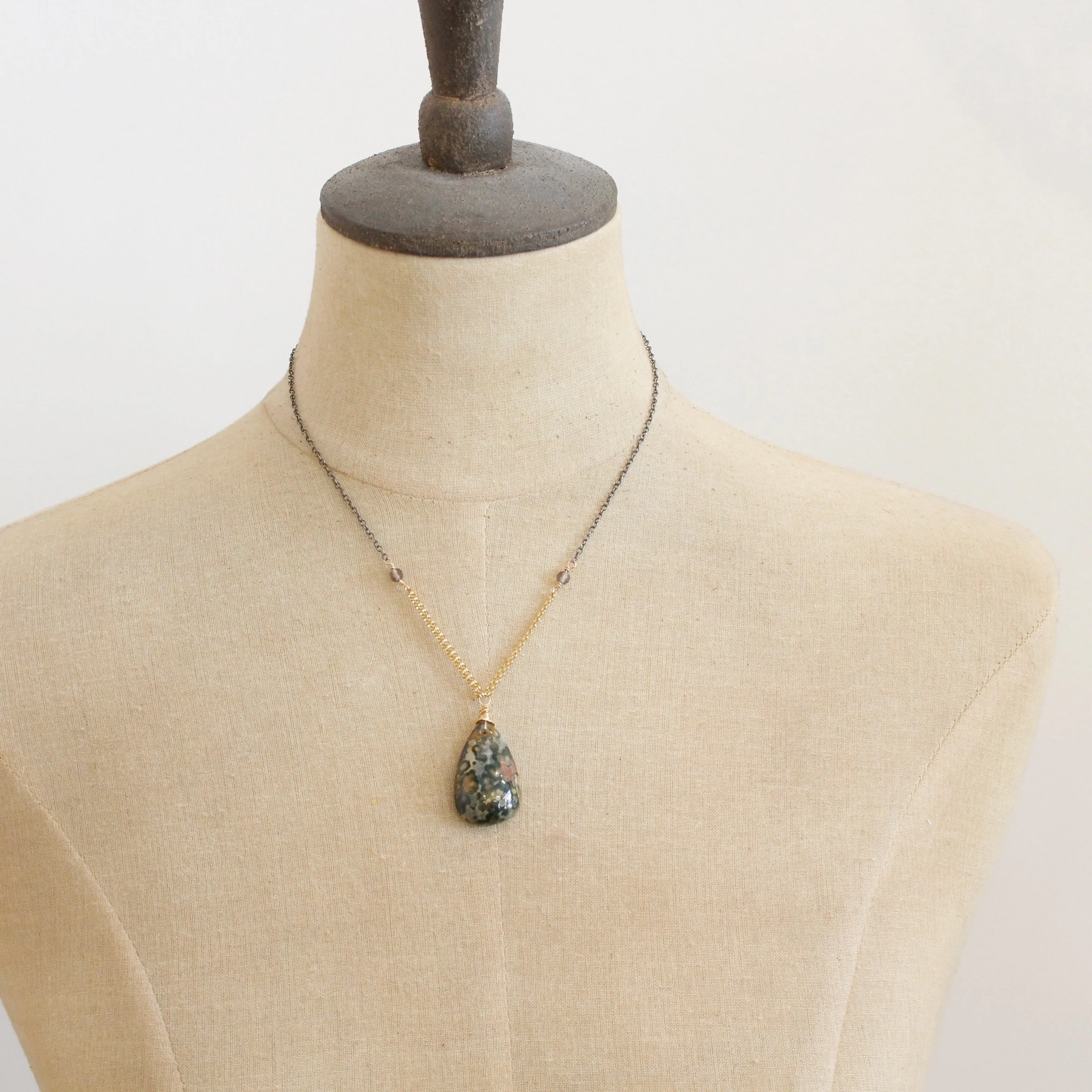 Ocean Jasper Mixed Metal Necklace
