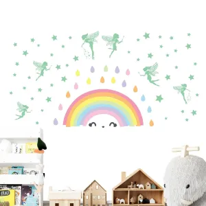 olorful Rainbow Magic Fairy Glow in The Dark Wall Sticker DIY Multi