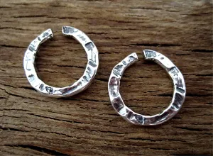 Organic Textured Rustic Sterling Silver Round Open Jump Rings (set of 2)(N)