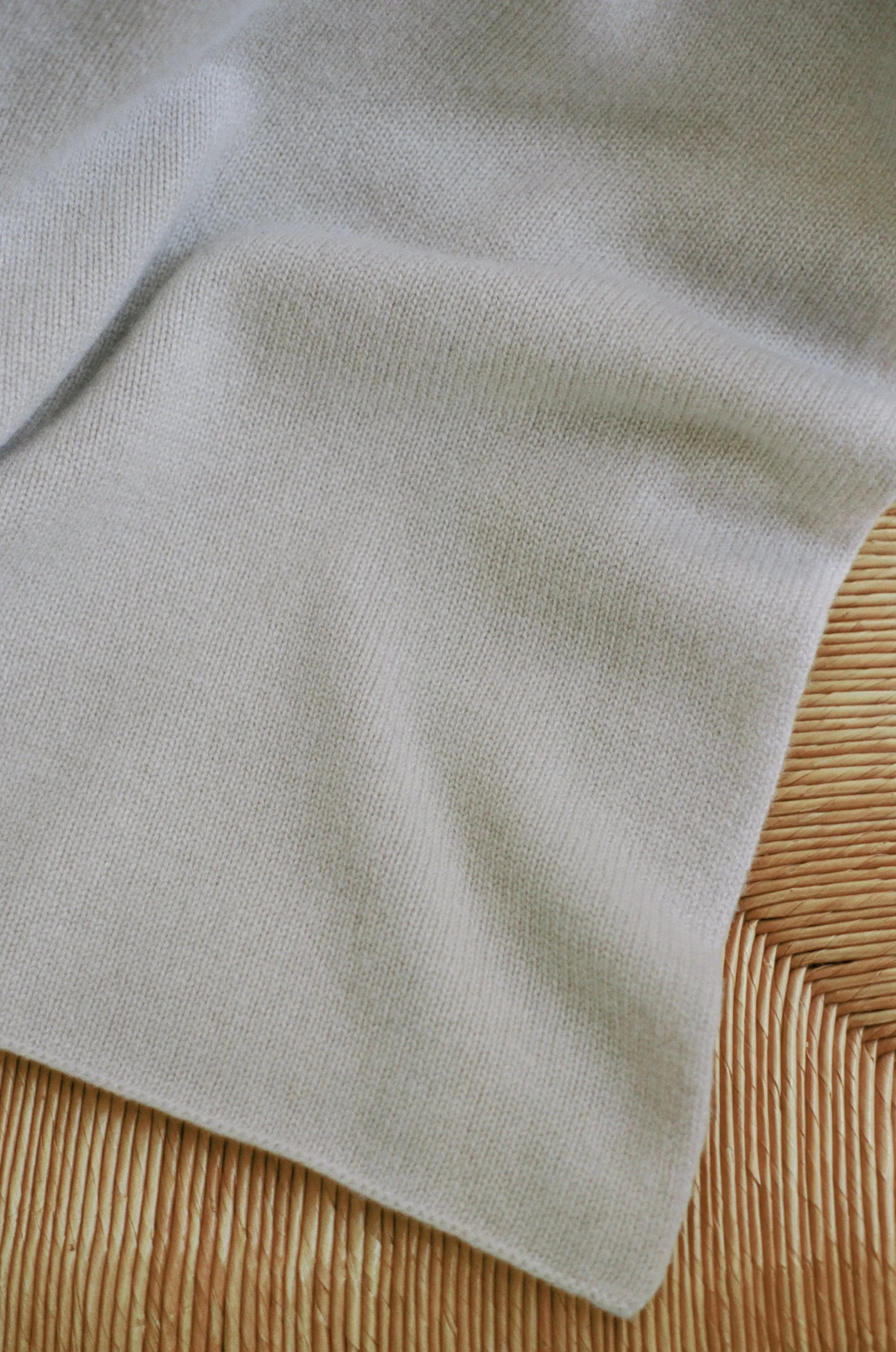 Oversized Italian Cashmere Jersey Knit Blanket - Sand