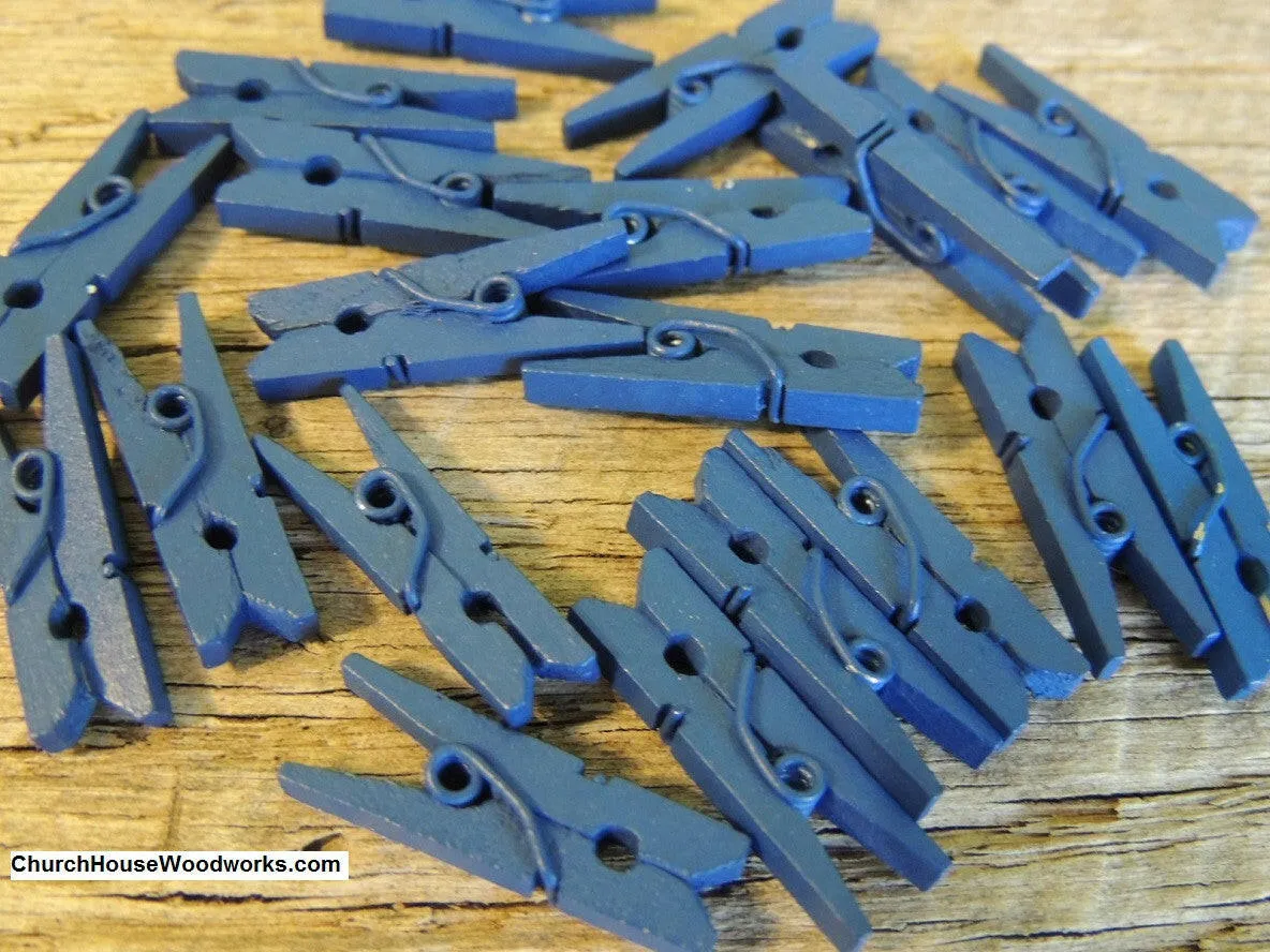 Pack of 100 Mini Dark Blue Wooden Clothespins