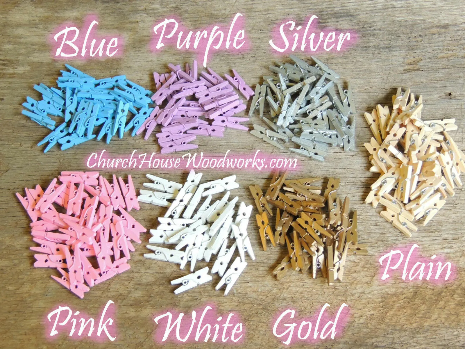 Pack of 100 Mini Dark Blue Wooden Clothespins