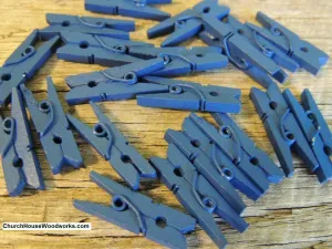 Pack of 100 Mini Dark Blue Wooden Clothespins