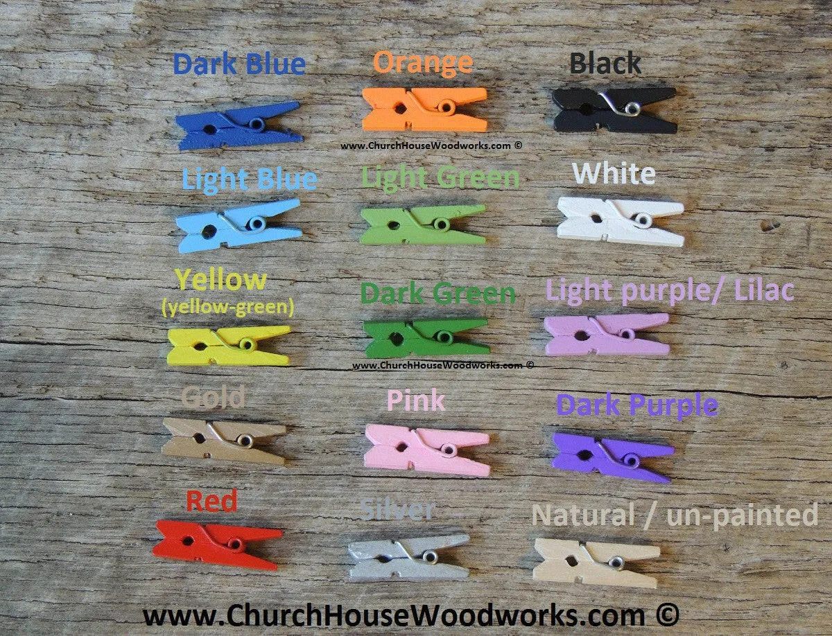 Pack of 100 Mini Dark Blue Wooden Clothespins