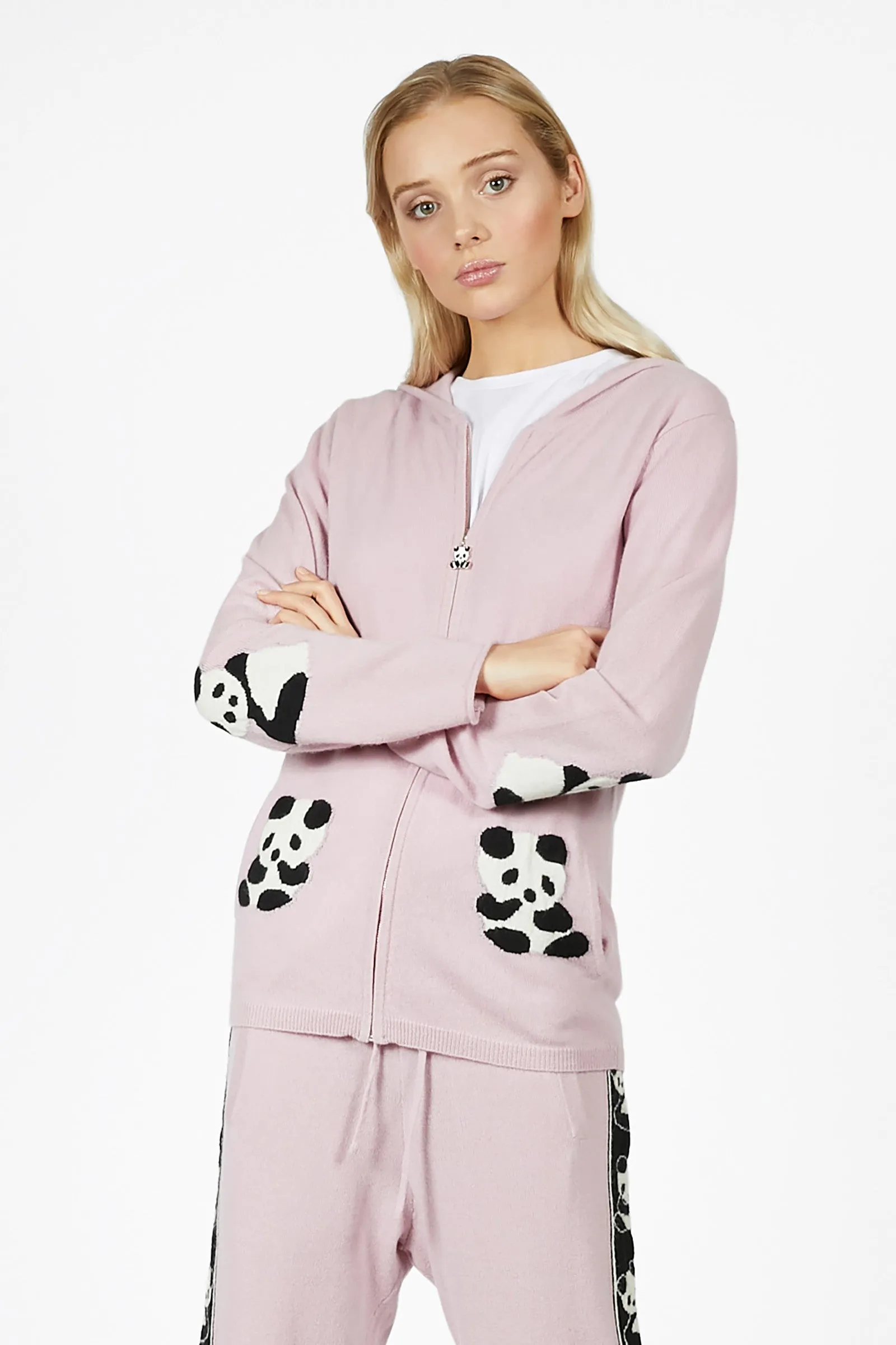 Panda Zip Cashmere Hoodie