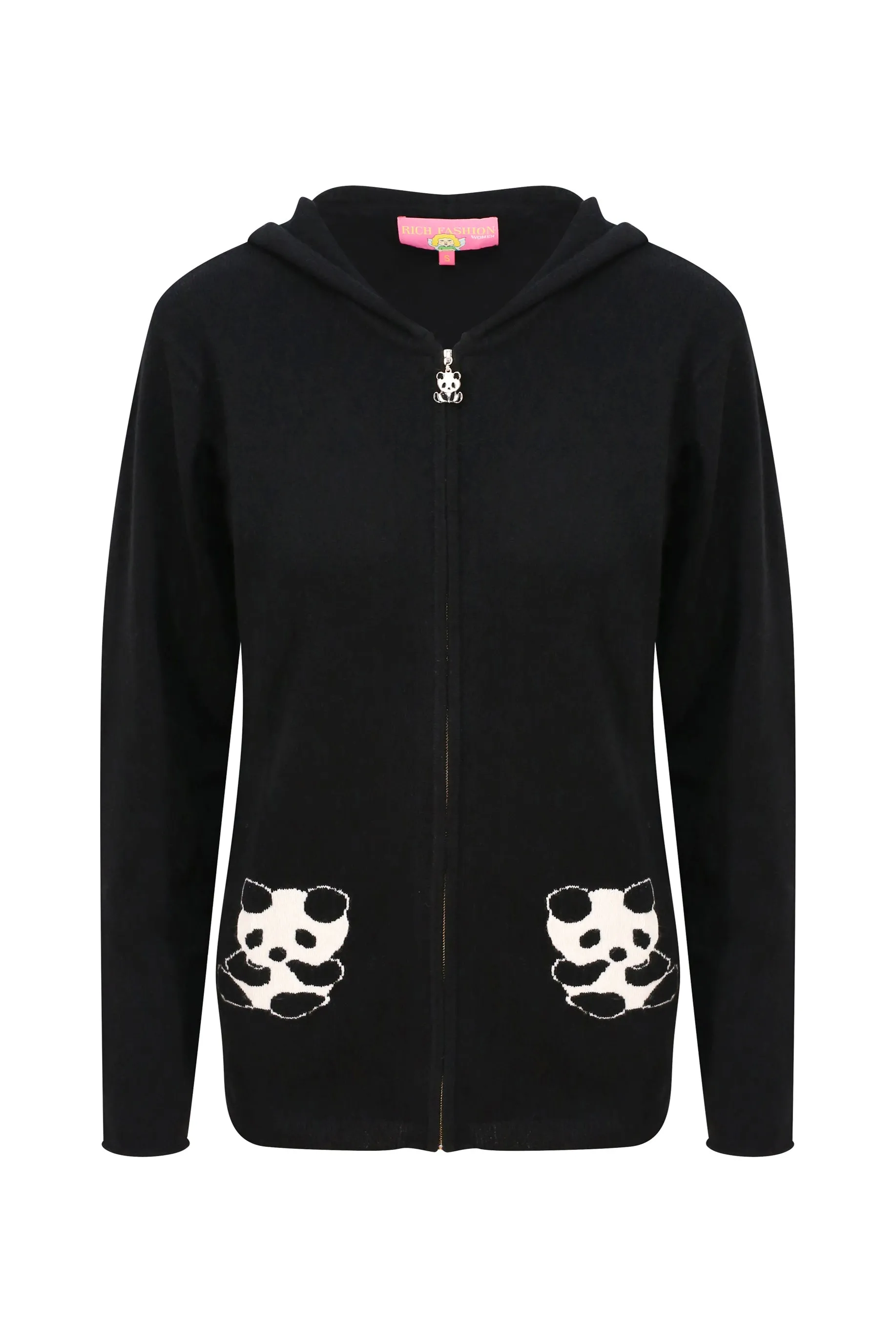 Panda Zip Cashmere Hoodie