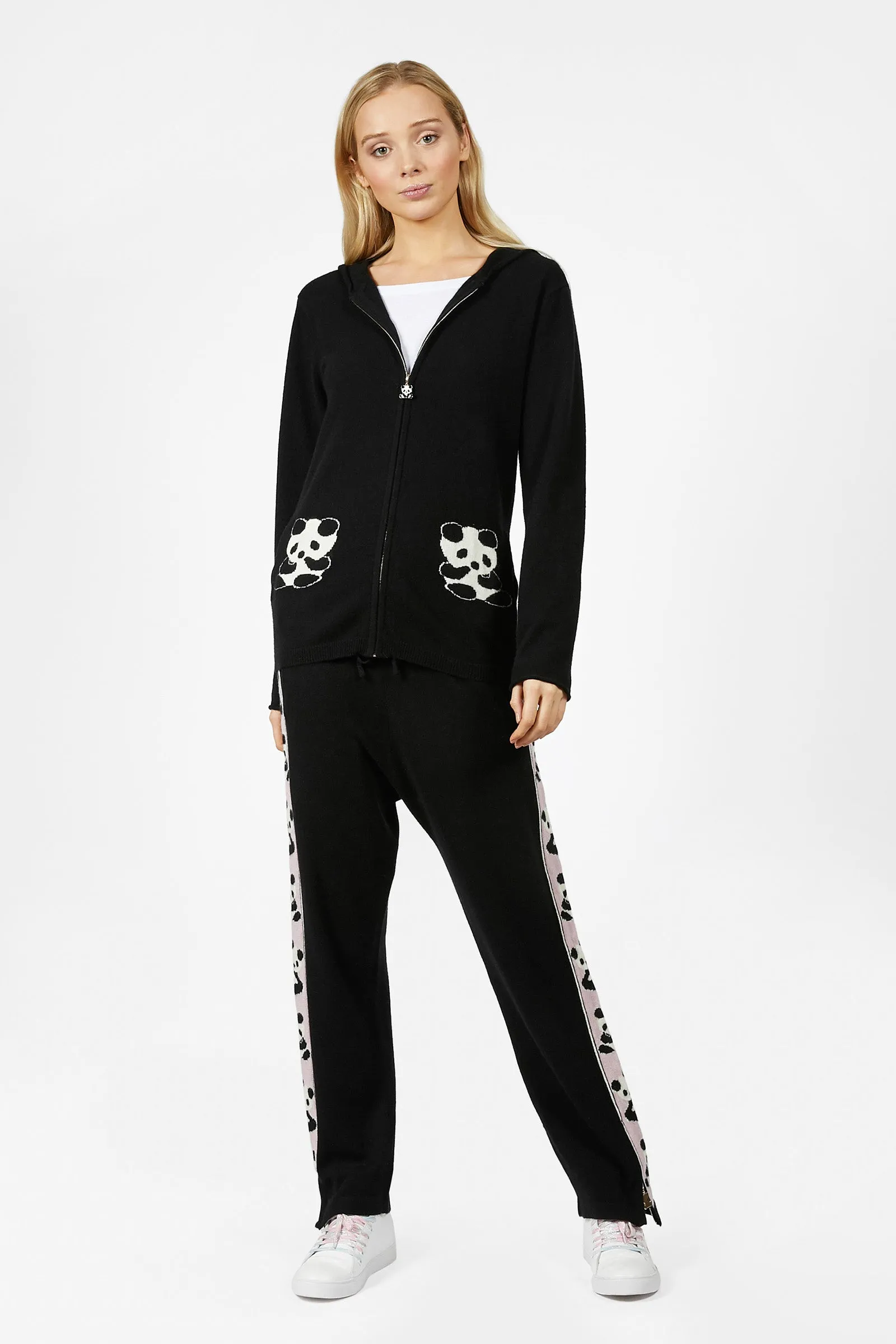 Panda Zip Cashmere Hoodie
