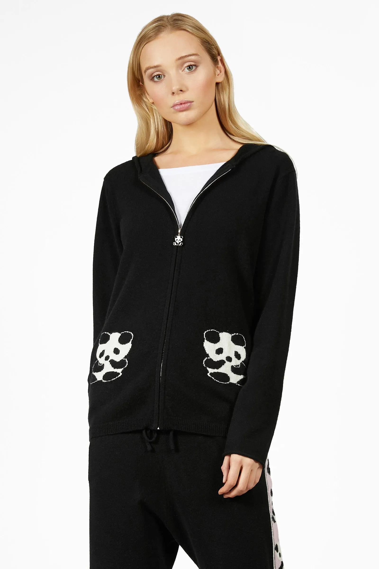 Panda Zip Cashmere Hoodie