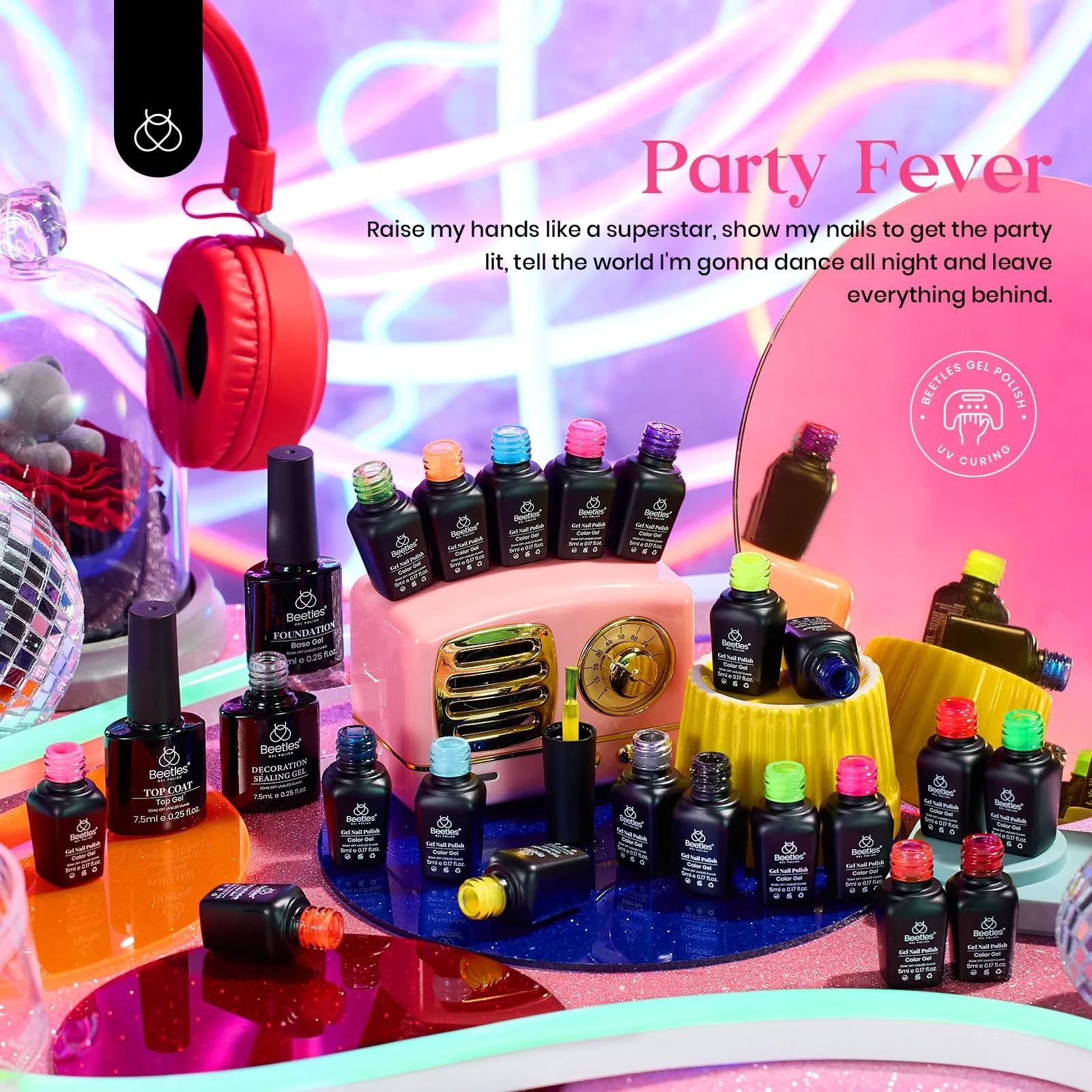 Party Fever - 20 Cat Eye Gel Colors Set With Top And Base Coat (5ml/Each)