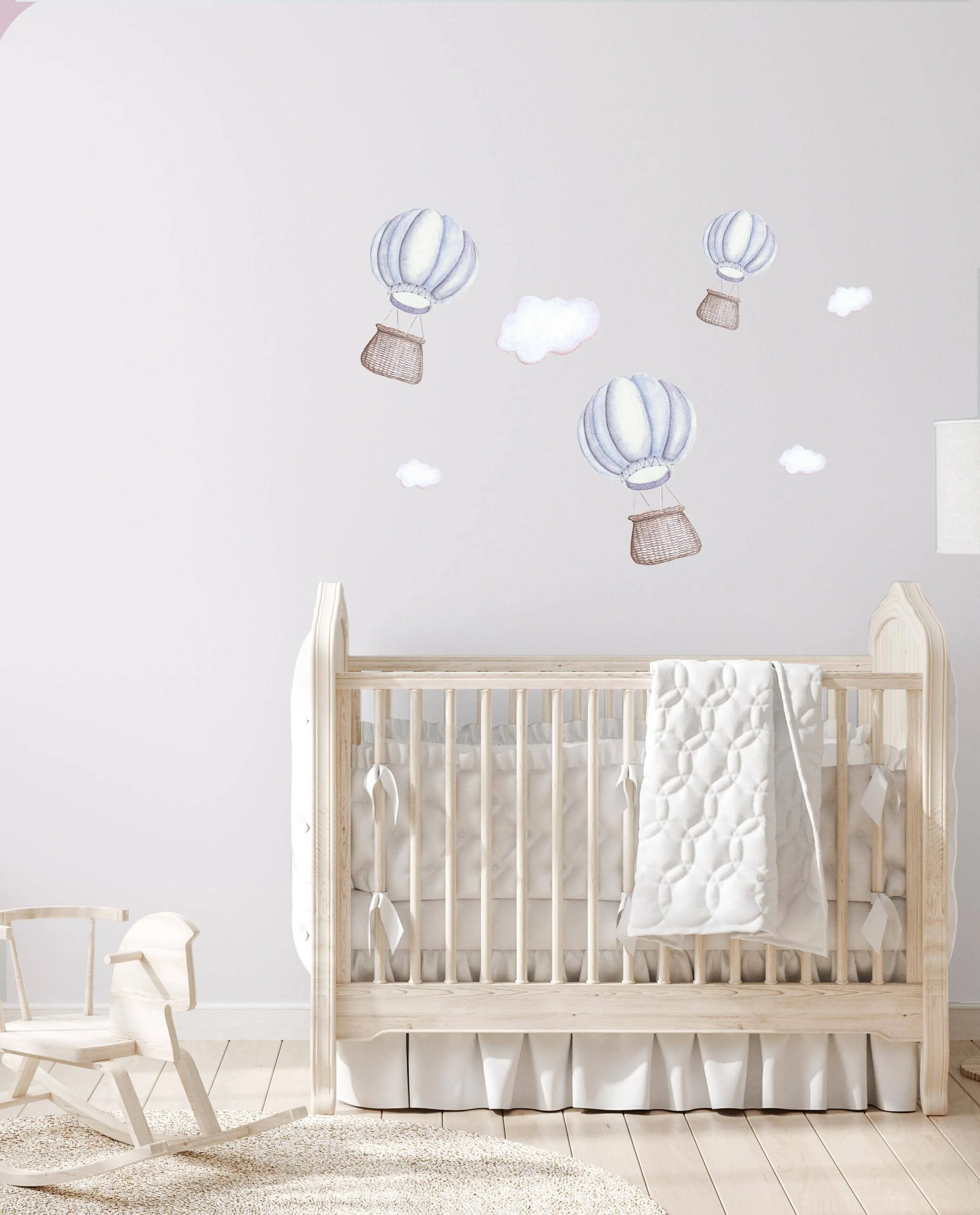 Pastel Hot Air Balloons Australian Design Hand Painted Peel & Stick, Removable Wall Decal. Nursery, Kids Playroom, Kids Teens Bedroom