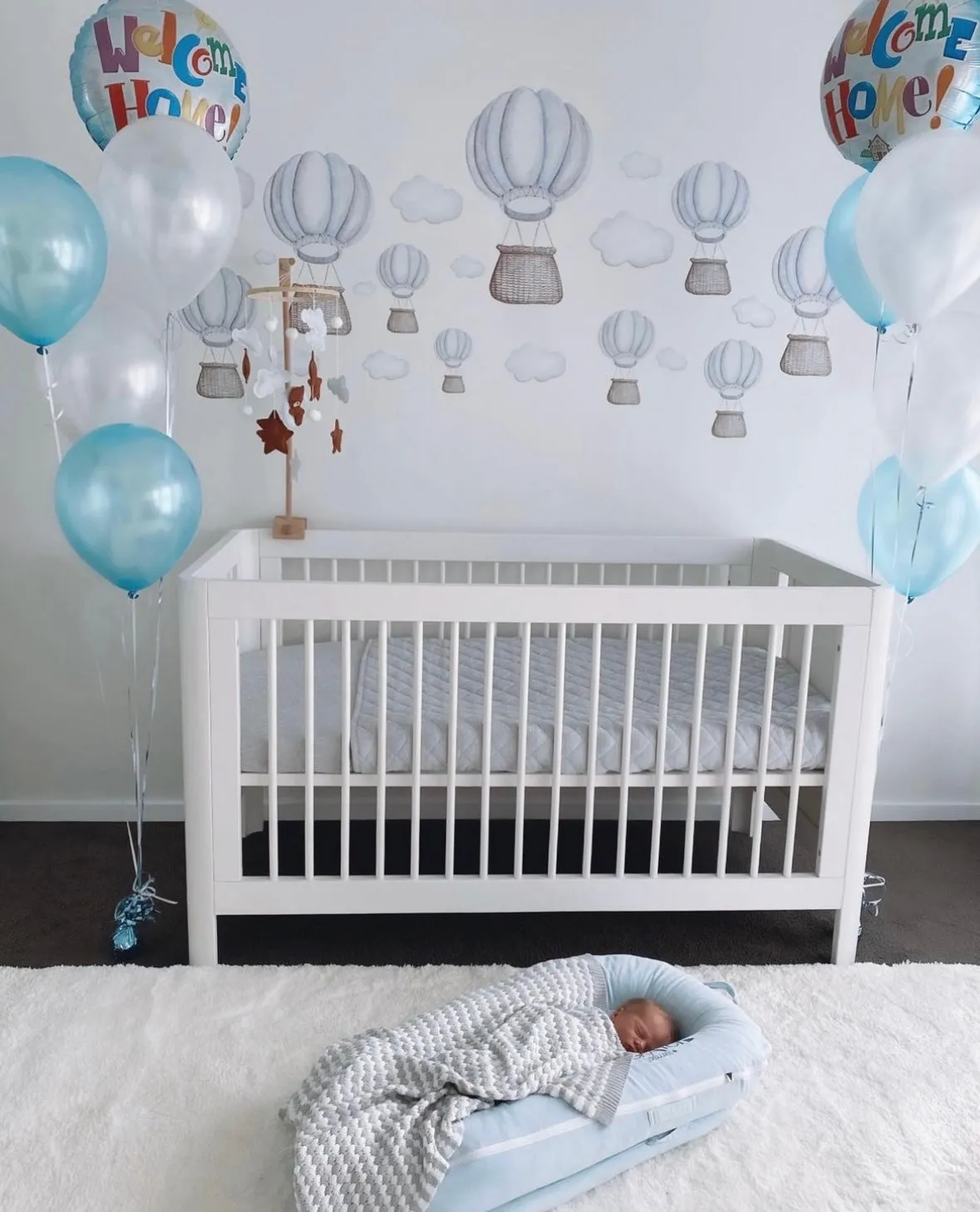 Pastel Hot Air Balloons Australian Design Hand Painted Peel & Stick, Removable Wall Decal. Nursery, Kids Playroom, Kids Teens Bedroom