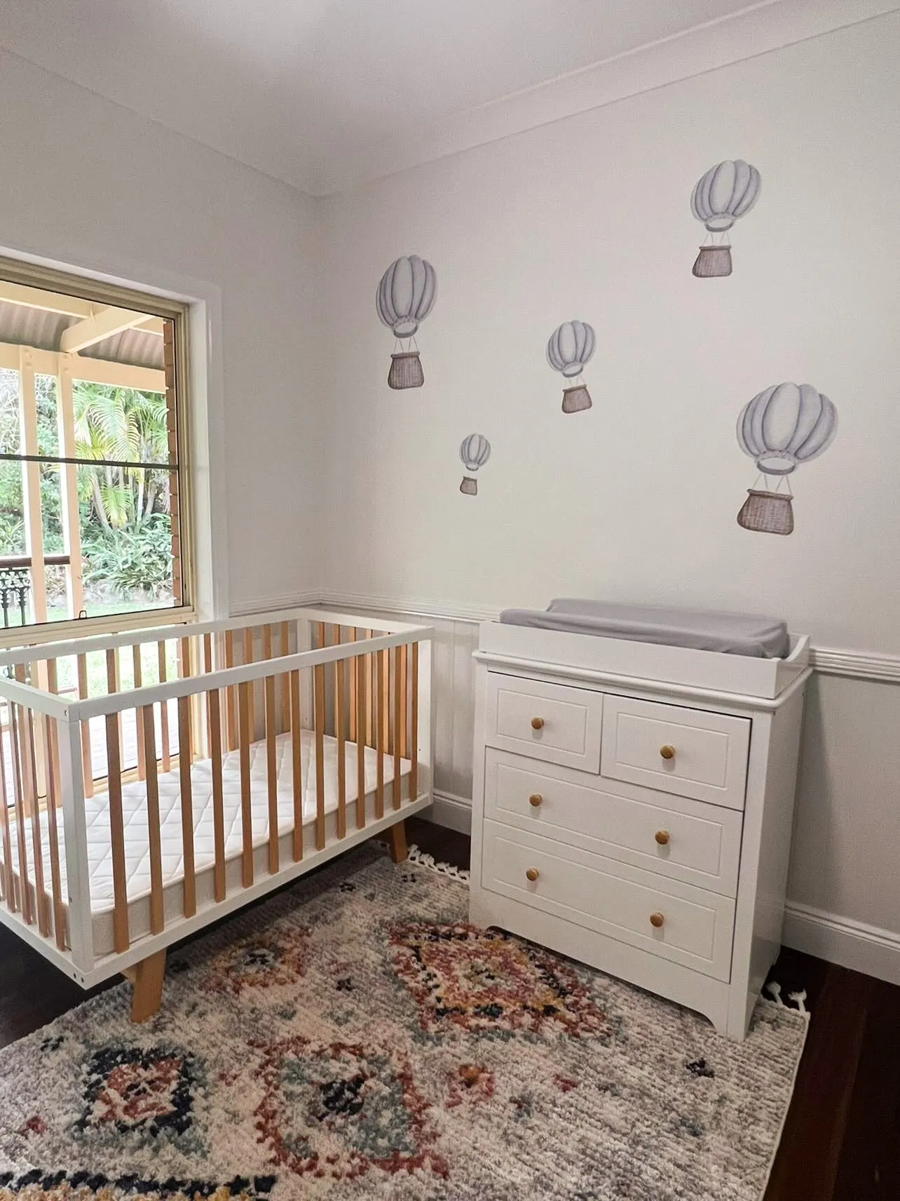 Pastel Hot Air Balloons Australian Design Hand Painted Peel & Stick, Removable Wall Decal. Nursery, Kids Playroom, Kids Teens Bedroom