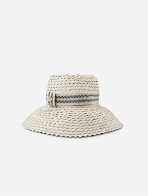 Penida Natural Lontar Palm Sun Hat | Black & Cream Stripe