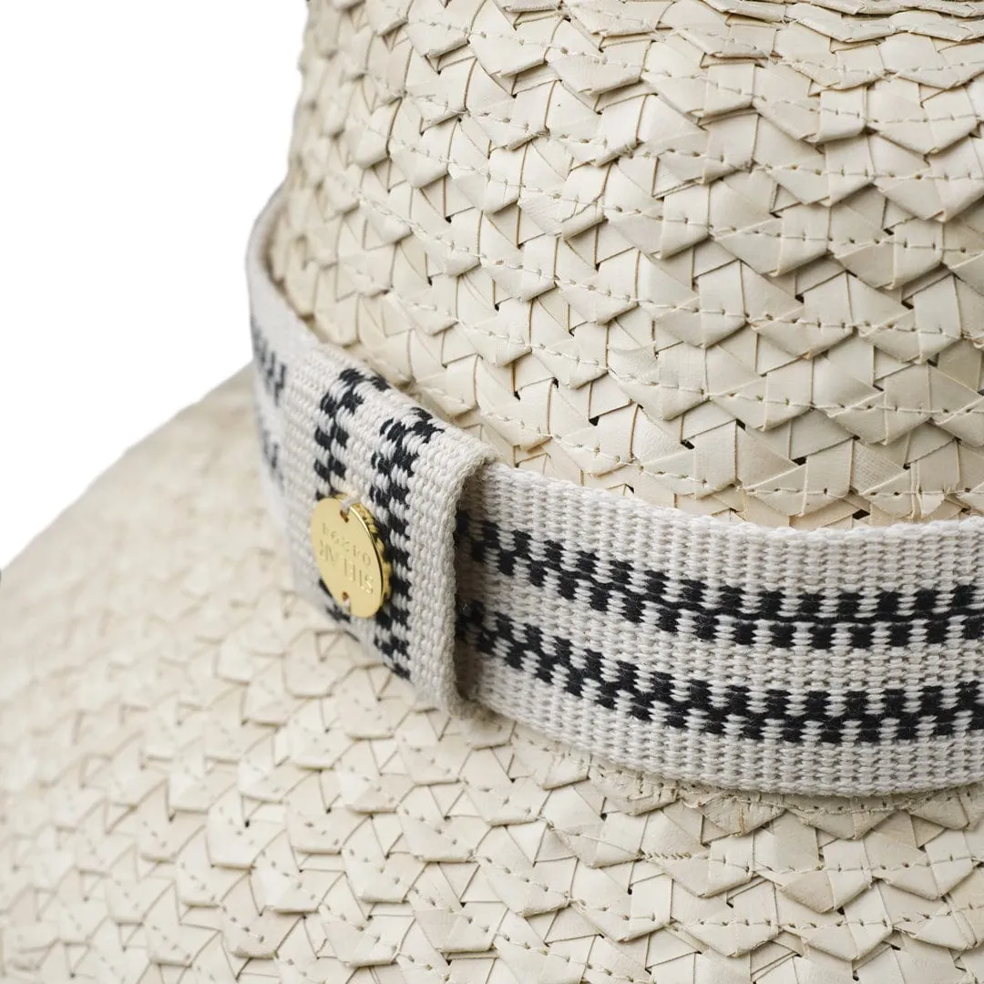 Penida Natural Lontar Palm Sun Hat | Black & Cream Stripe